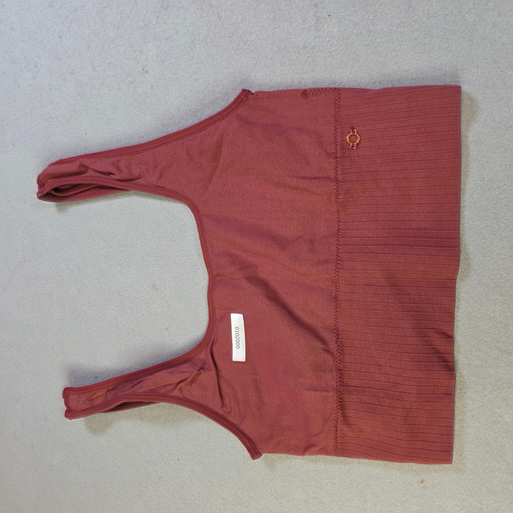 Danskin Intimates Seamless Sports Bra Burgundy Ribbed Crop Top Medium